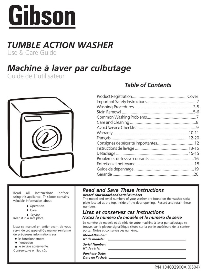 Gibson 134032900A Use and care guide