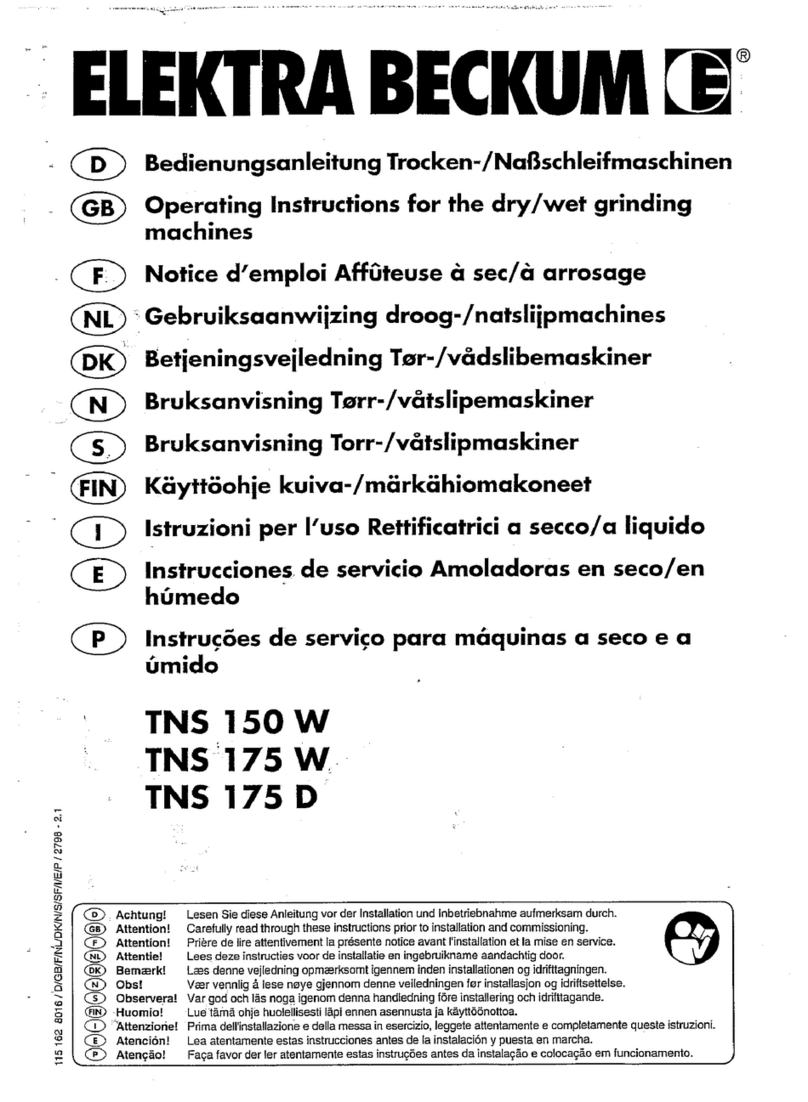 Elektra Beckum Dry/Wet Grinding Machines TNS 175 W User manual