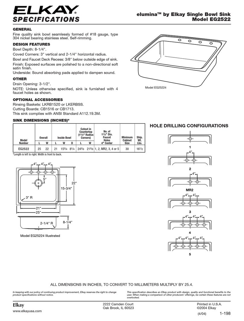 Elkay Elumina EG2522 Specifications