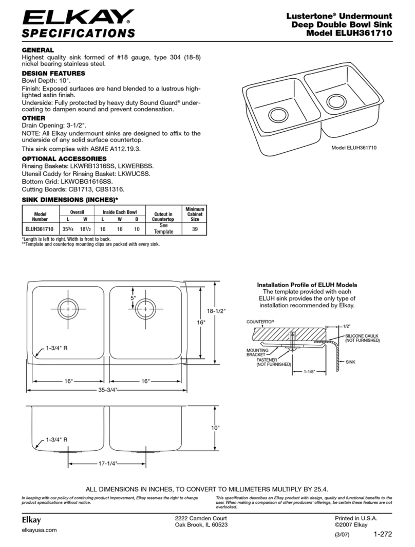 Elkay Lustertone ELUH361710 User manual