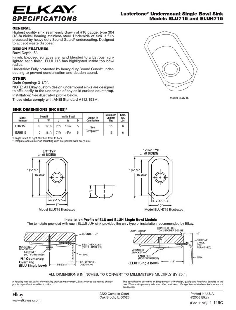Elkay Lustertone ELU715 User manual