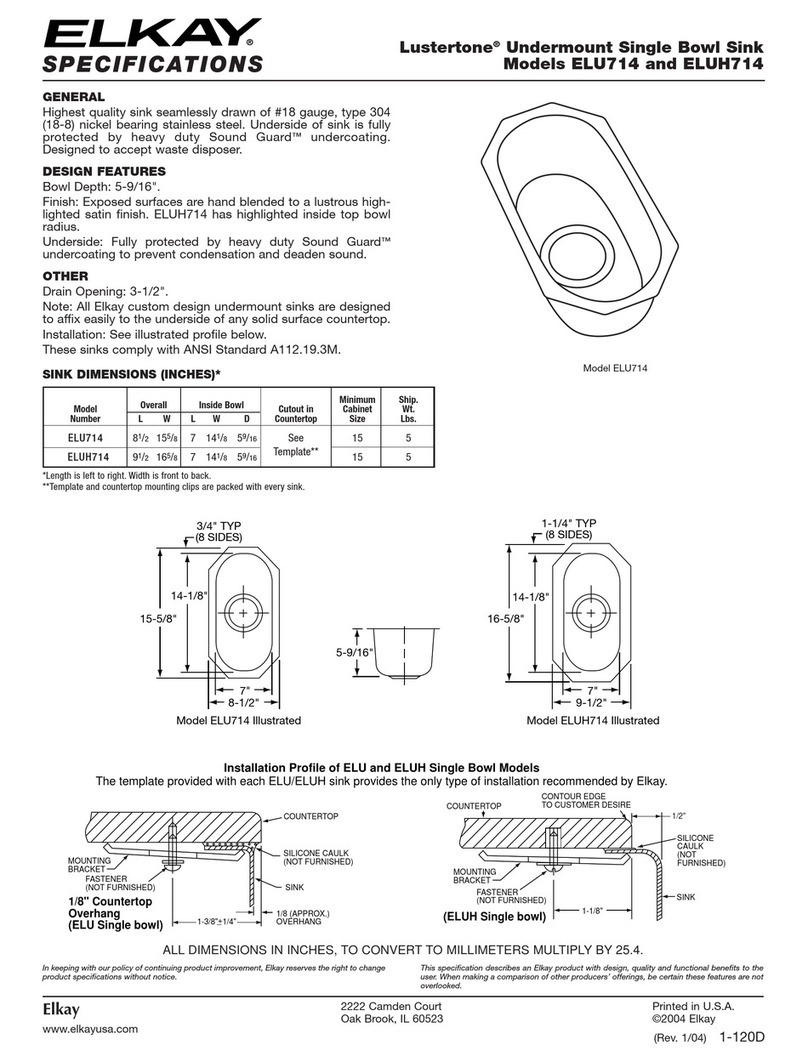 Elkay Lustertone ELU714 User manual