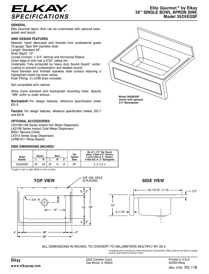Elkay Elite Gourmet 3626EGSF Specifications