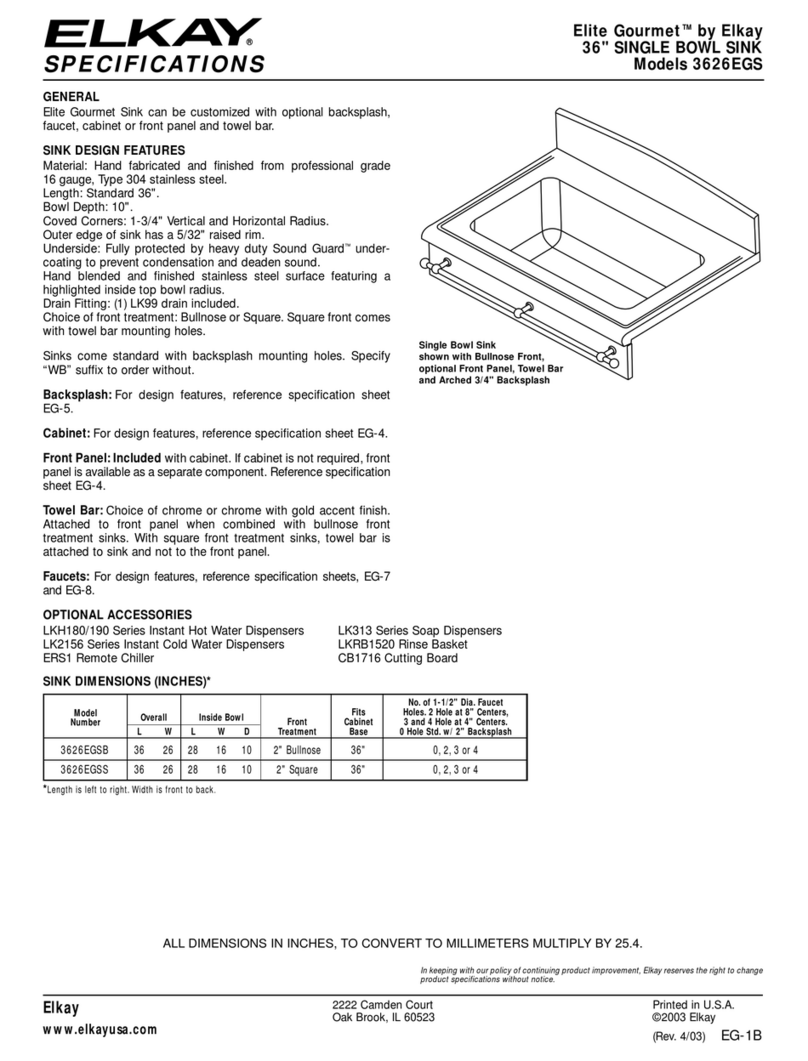 Elkay Elite Gourmet 3626EGSB User manual Elkay Elite Gourmet 3626EGSB User manual