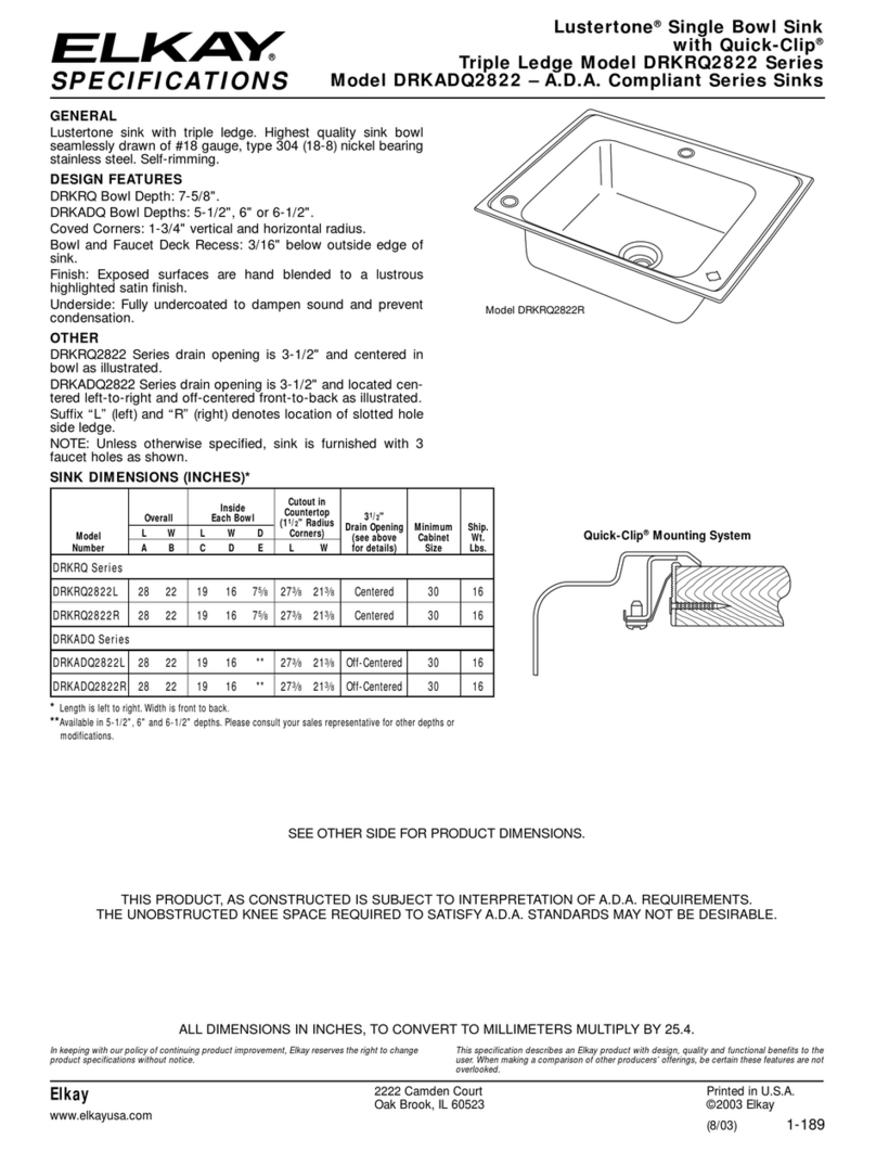 Elkay DRKRQ2822 Specifications