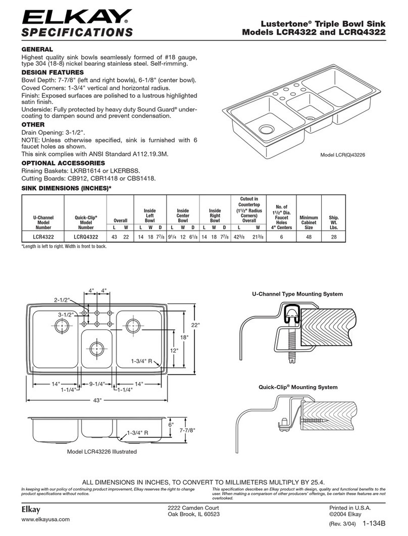 Elkay Lustertone LCR4322 Specifications