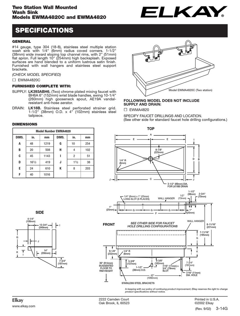 Elkay EWMA4820 Specifications Elkay EWMA4820 Specifications