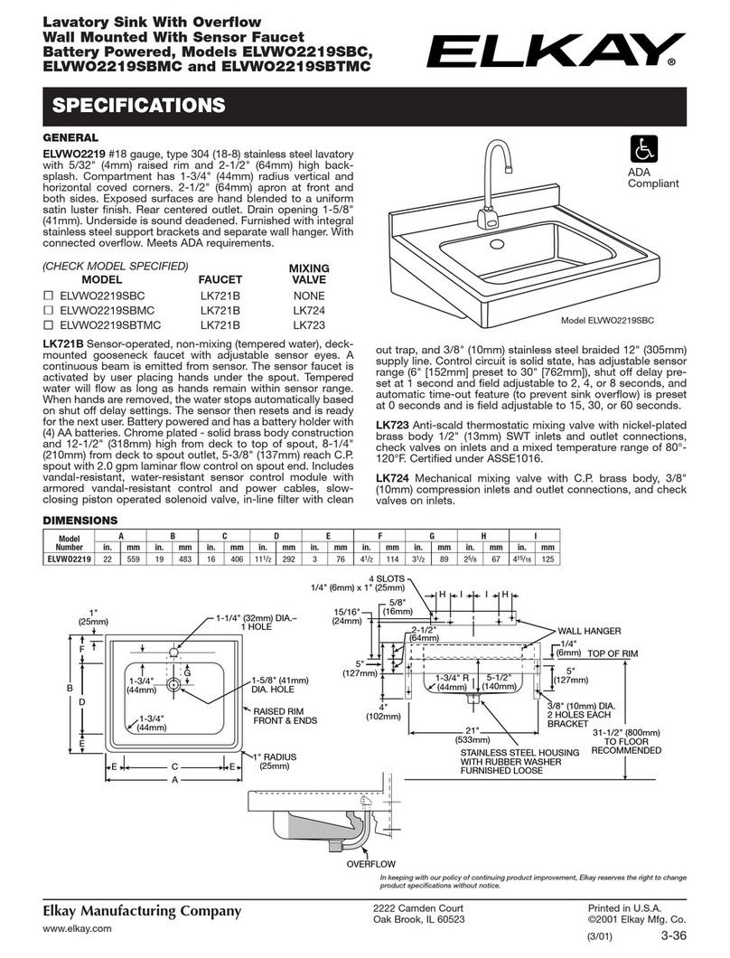 Elkay ELVWO2219SBC User manual Elkay ELVWO2219SBC User manual