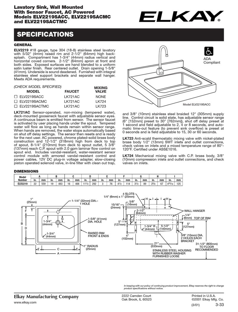 Elkay ELV2219SACC User manual Elkay ELV2219SACC User manual