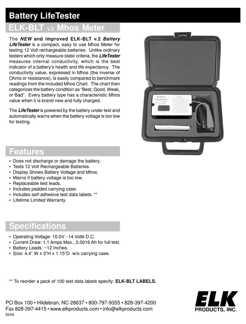 Elk Products Battery LifeTester ELK-BLT instruction manual