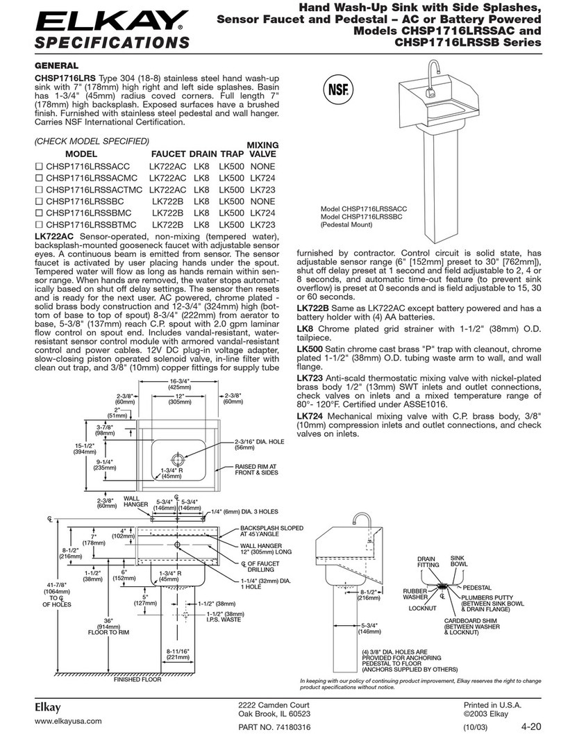 Elkay CHSP1716LRSSAC Specifications