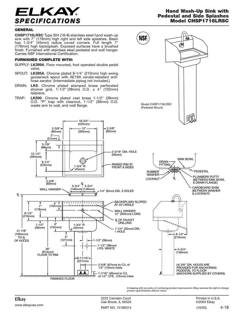 Elkay CHSP1716LRSC User manual Elkay CHSP1716LRSC User manual