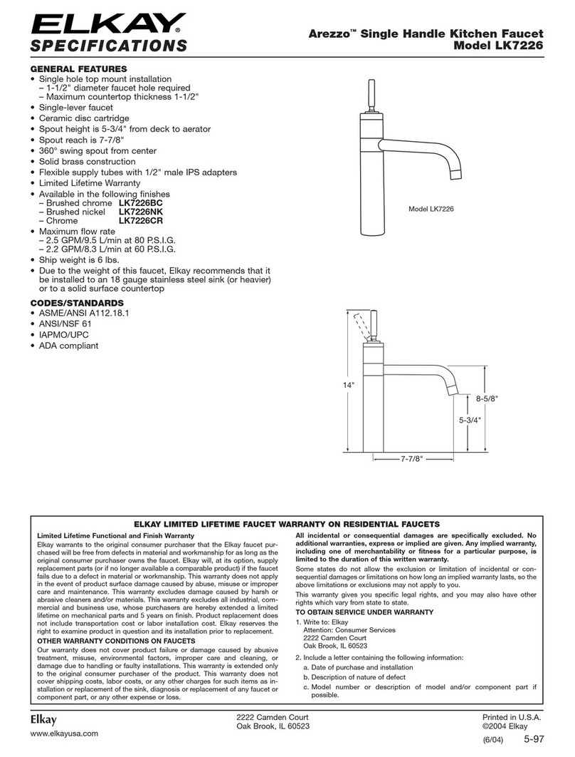 Elkay Arezzo LK7226 Specifications