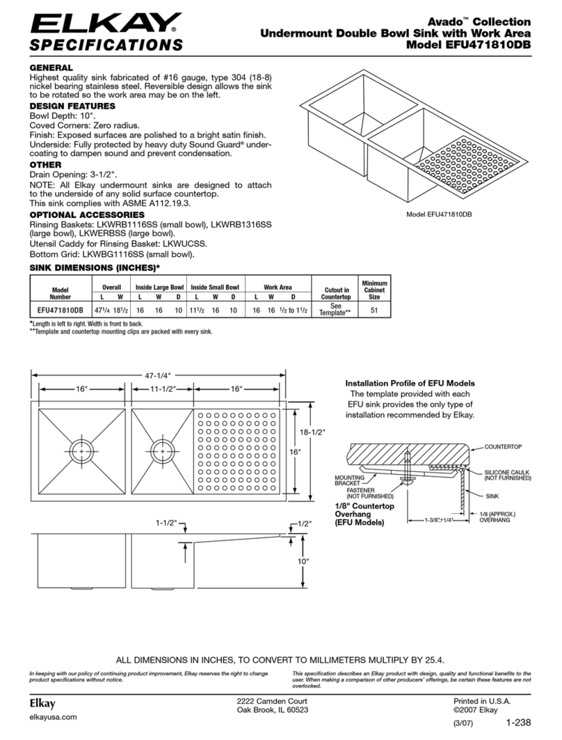Elkay Avado EFU471810DB Specifications