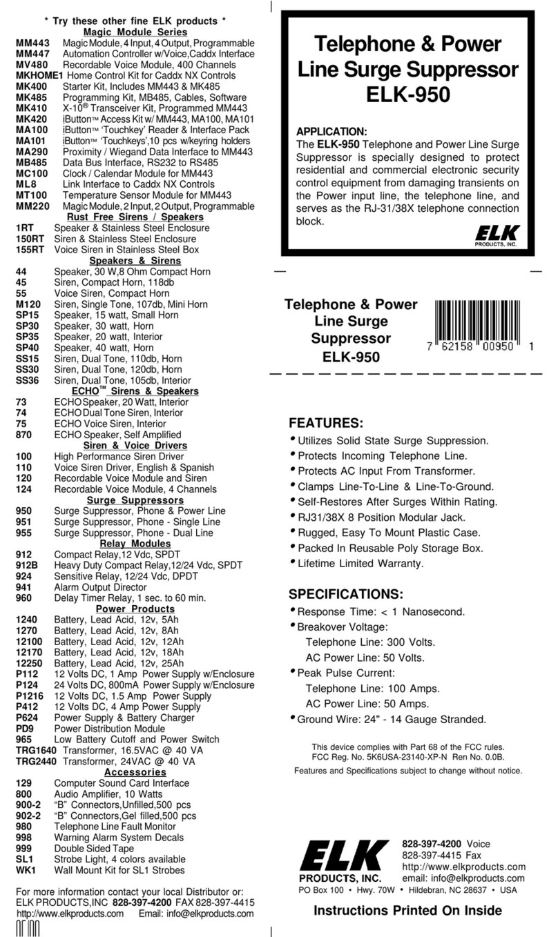 Elk Products ELK-950 Connection guide Elk Products ELK-950 Connection guide