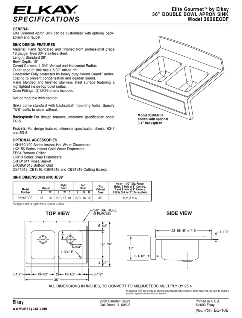 Elkay Elite Gourmet 3626EGDF User manual Elkay Elite Gourmet 3626EGDF User manual