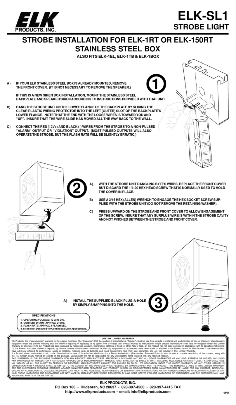Elk Products ELK-SL1 installation guide