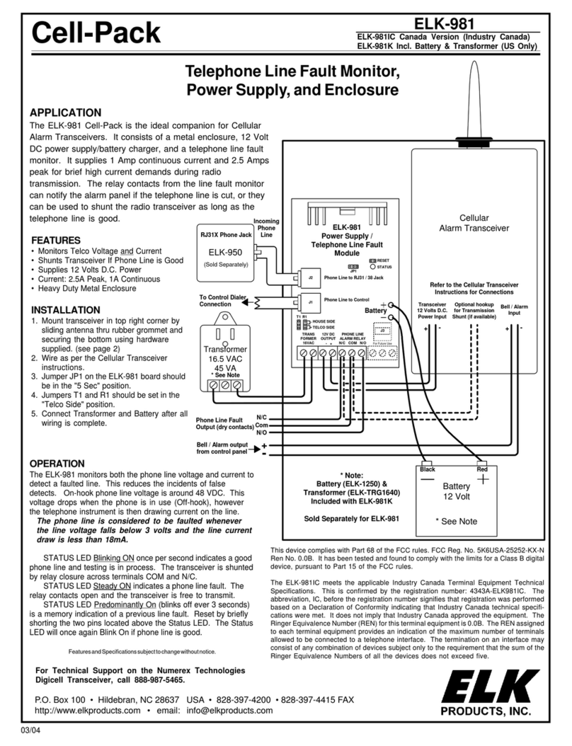Elk Products ELK-981 user manual