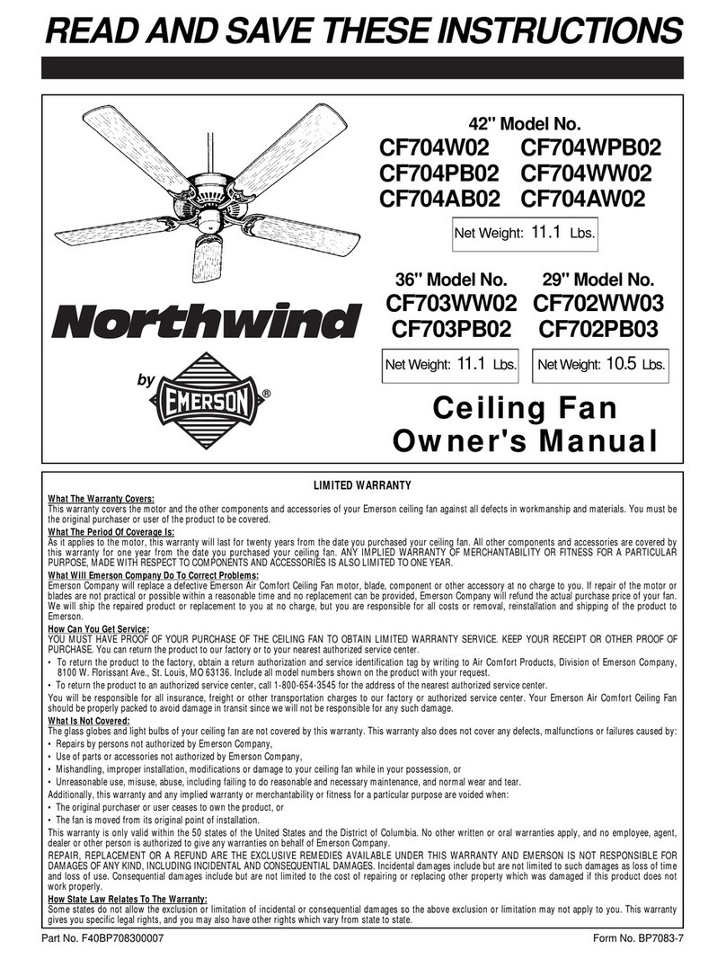Emerson Northwind CF702PB03 owner's manual