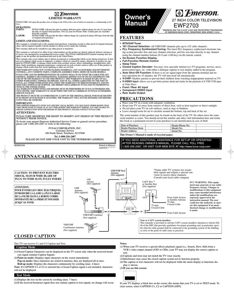 Emerson EWF2703 owner's manual