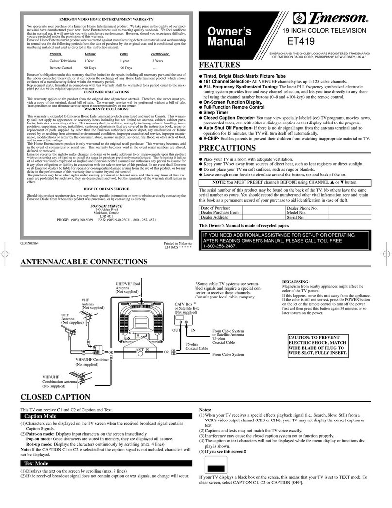 Emerson ET419 User manual