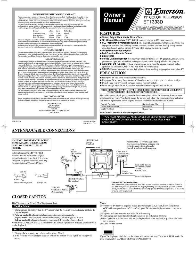 Emerson ET1333D owner's manual