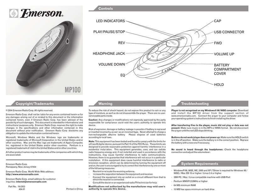 Emerson MP100 User manual