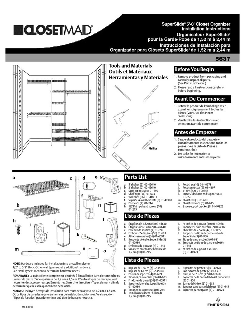 Closet Maid SuperSlide 5637 installation instructions