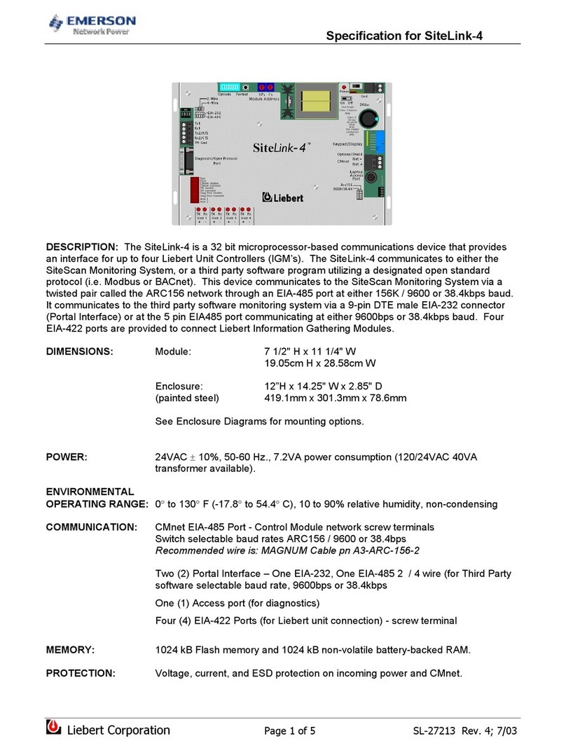 Emerson Liebert SiteLink-4 User manual
