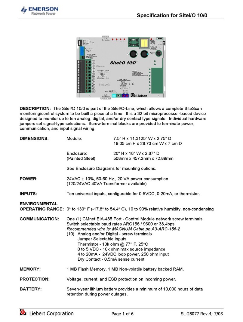 Emerson SiteI/O 10/0 specification