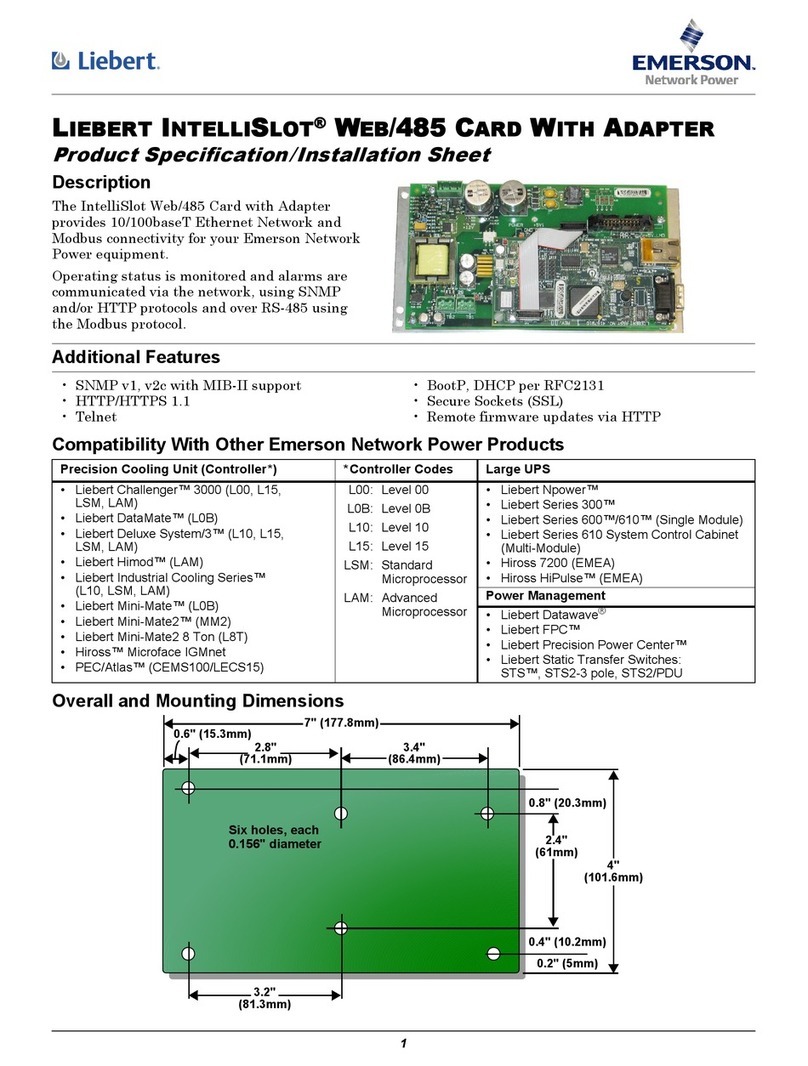 Emerson Liebert IntelliSlot WEB/485 Assembly instructions Emerson Liebert IntelliSlot WEB/485 Assembly instructions