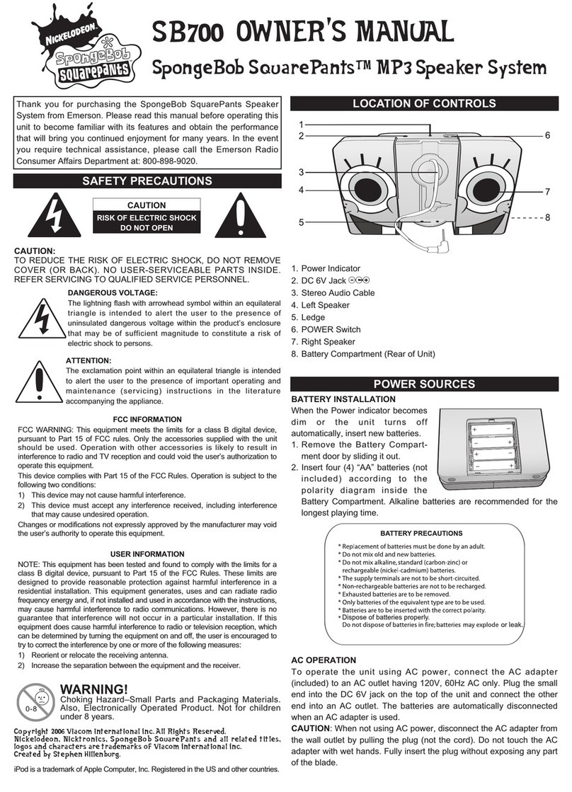 Emerson SpongeBob SquarePants SB700 owner's manual