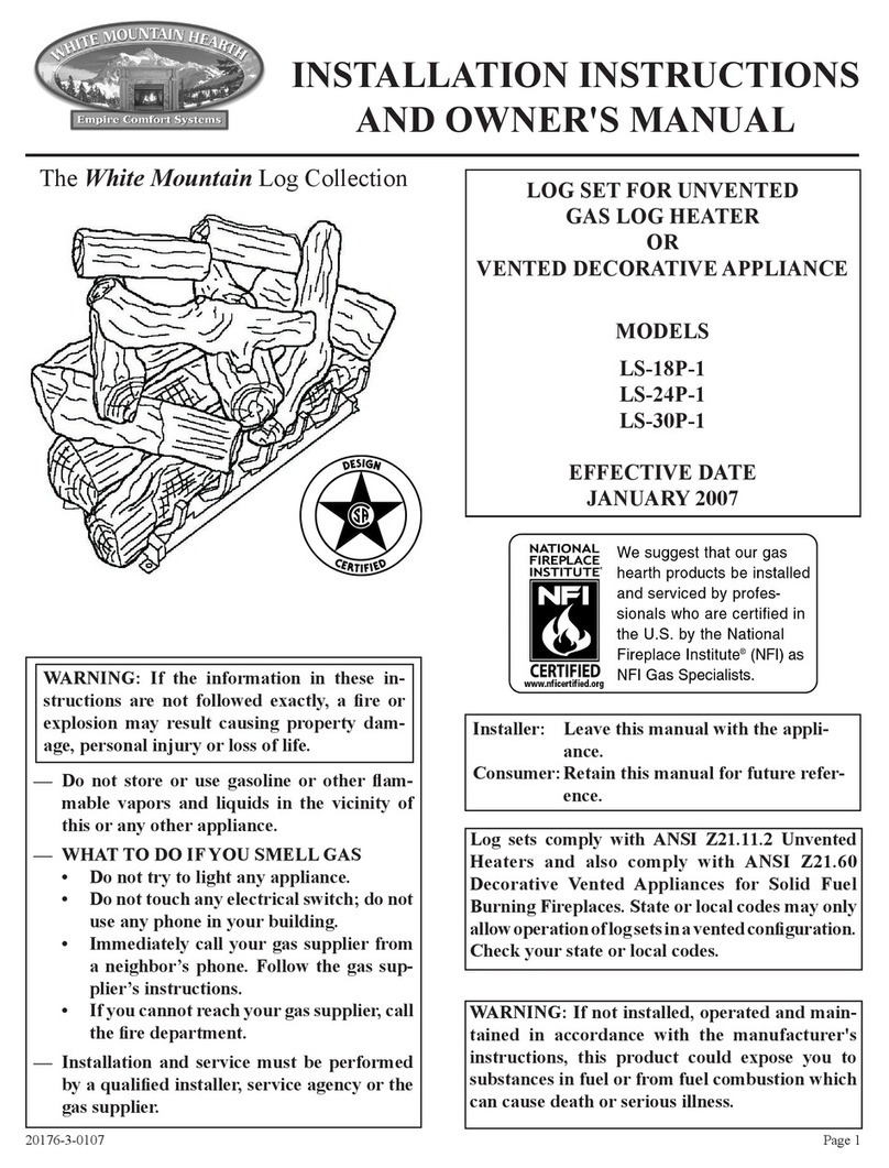 White Mountain Hearth LS-18P-1 Installation instructions and owner's manual