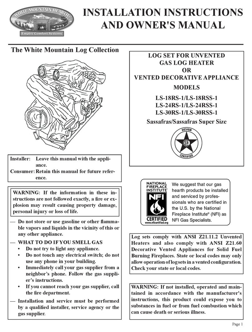 White Mountain Hearth LS-18RS-1 Installation instructions and owner's manual