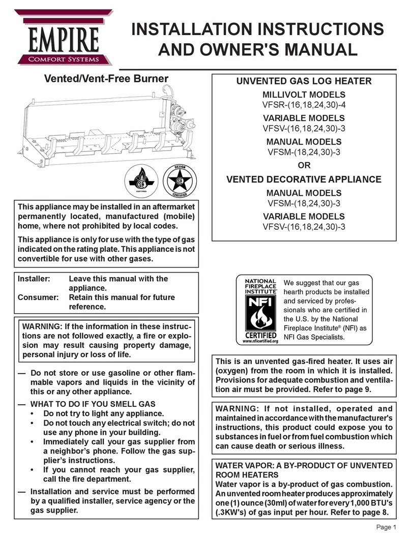 Empire Comfort Systems VFSR-16-3, VFSR-18-3, VFSR-24-3, VFSR-30-3, VFSV-16-3, VFSV-18-3, VFSV-24-3, VFSV-30-3, VFSM-18-3, VFSM-24-3,... Installation instructions and owner's manual Empire Comfort Systems VFSR-16-3, VFSR-18-3, VFSR-24-3, VFSR-30-3, VFSV-16-3, VFSV-18-3, VFSV-24-3, VFSV-30-3, VFSM-18-3, VFSM-24-3,... Installation instructions and owner's manual
