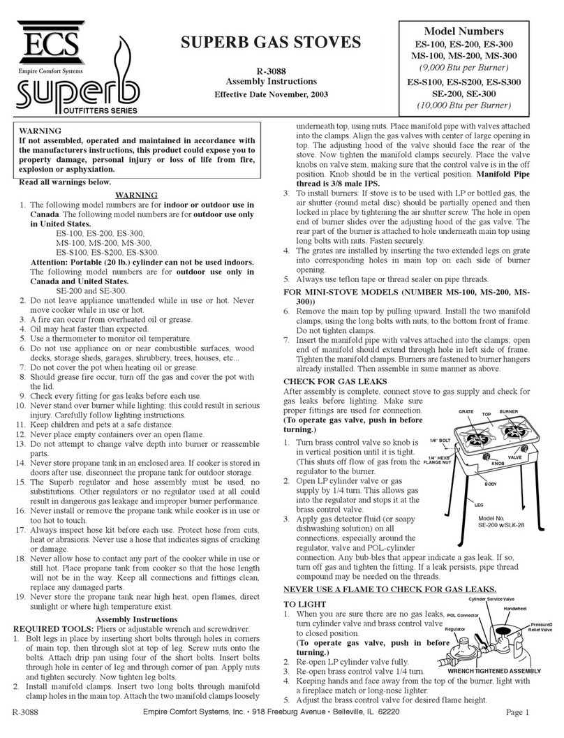 Empire Comfort Systems superb ES-100 Assembly instructions