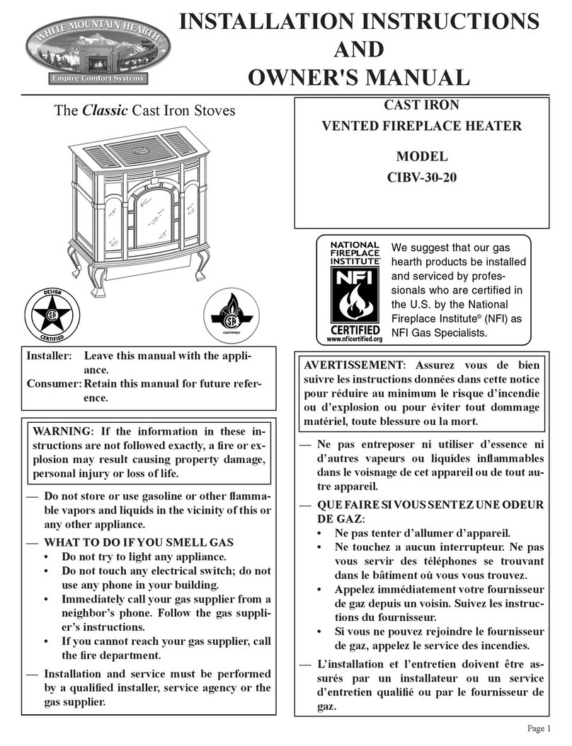 White Mountain Hearth CIBV-30-20 Installation instructions and owner's manual
