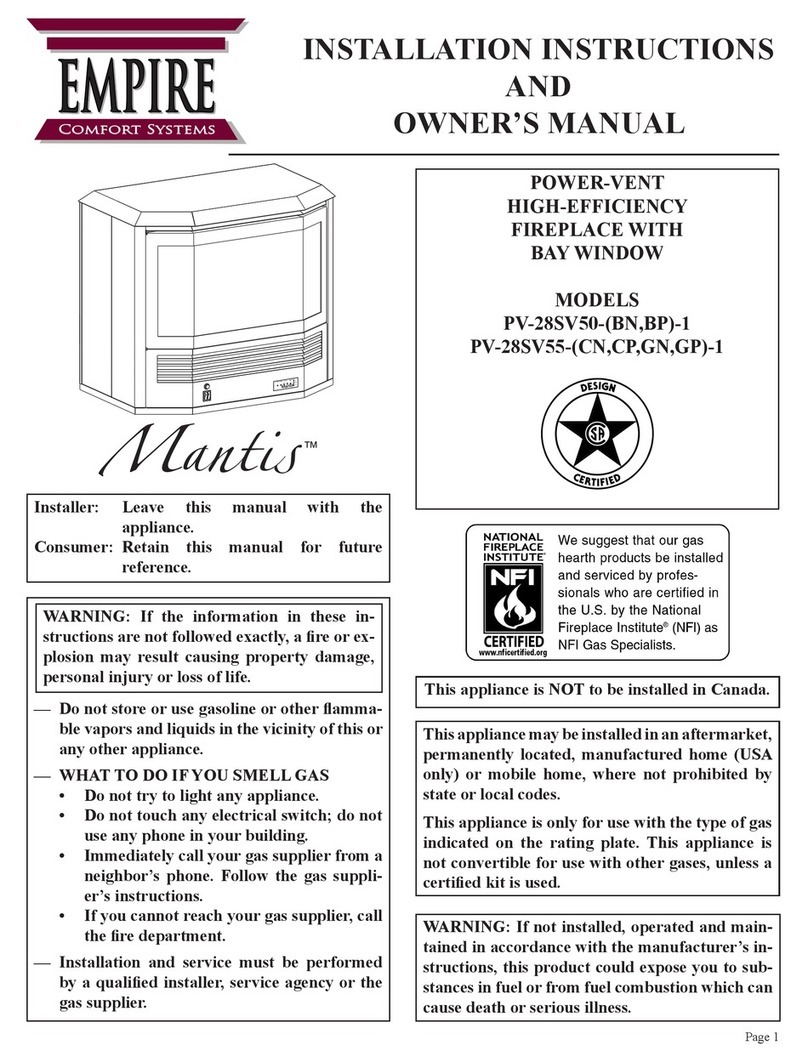 Empire Comfort Systems BP)-1 Installation instructions and owner's manual