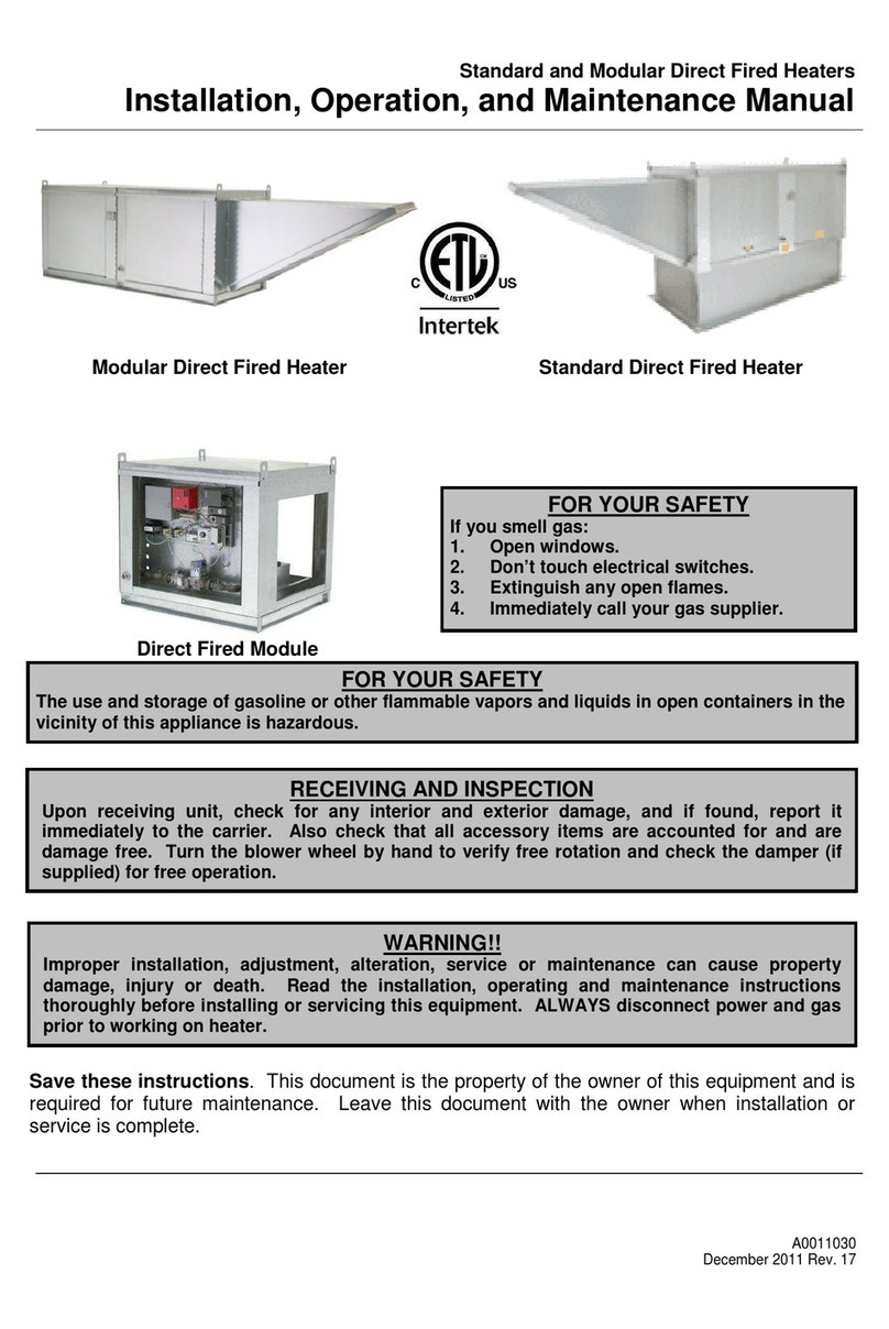 Energy Tech Laboratories Modular Direct Fired Heaters Installating and operation manual