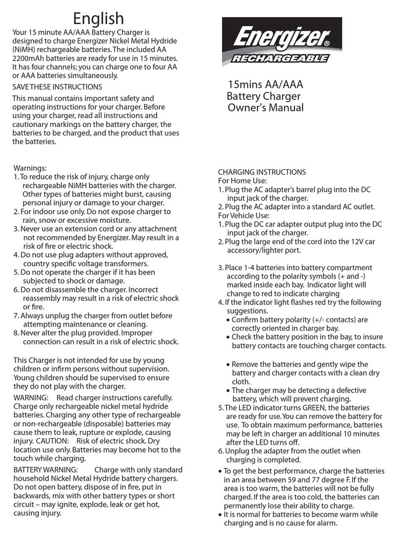Energizer Battery Charger User manual Energizer Battery Charger User manual