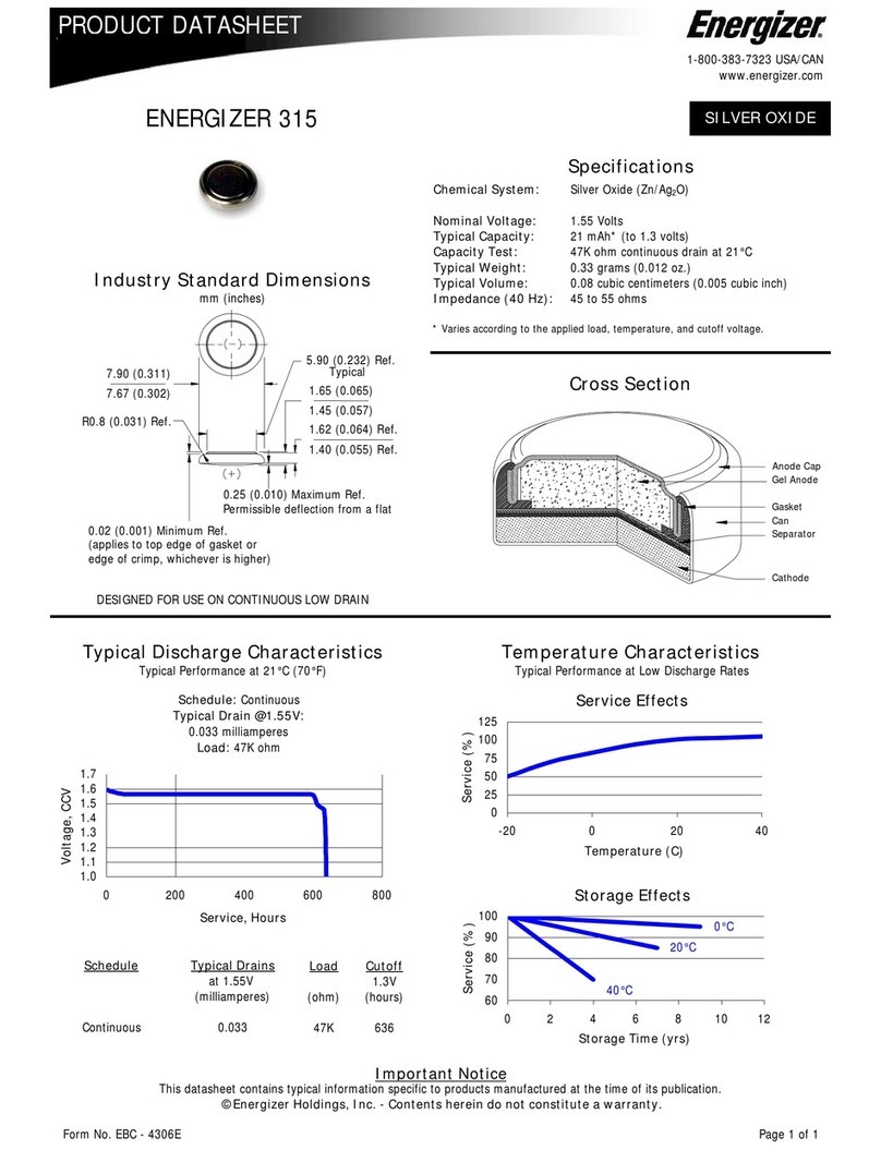 Energizer 315 Product data sheet