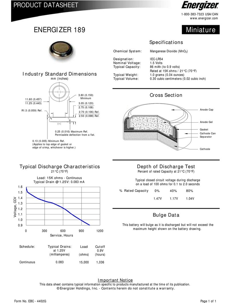 Energizer 189 Product data sheet