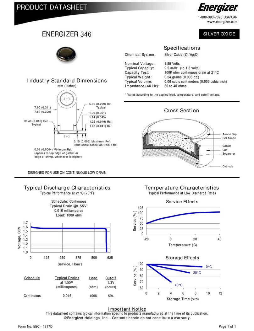 Energizer 346 Product data sheet