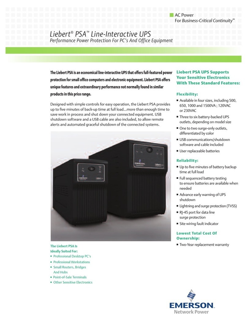 Liebert PSA1000MT3-120U User manual