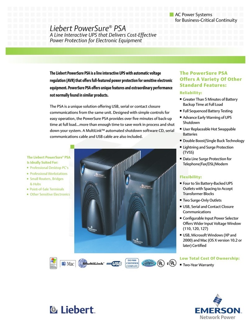 Emerson Liebert PowerSure PSA1000MT-120 User manual