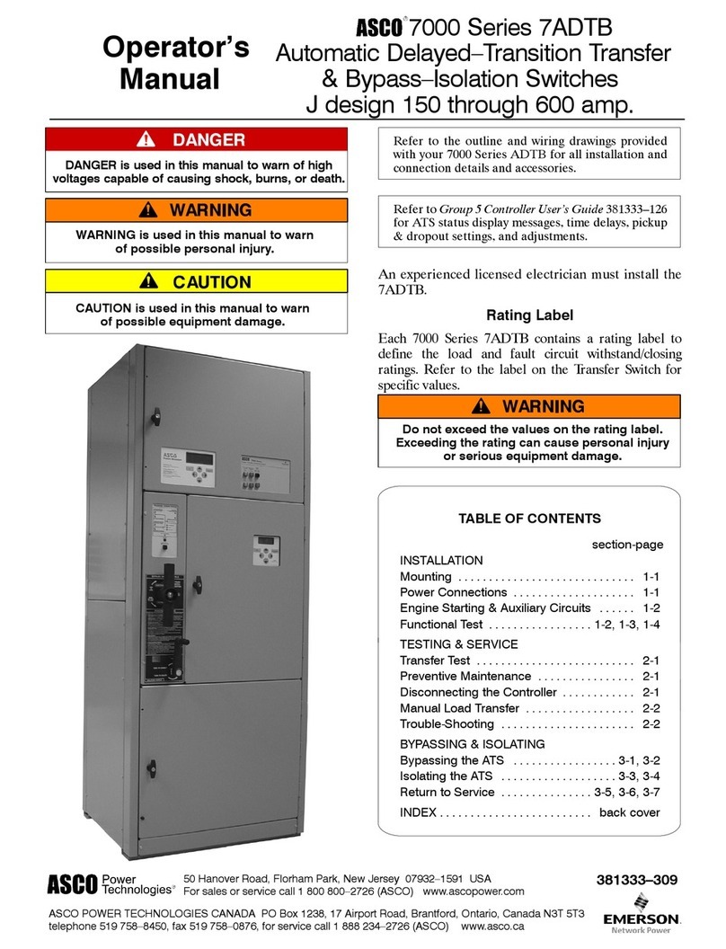 ASCO POWER TECHNOLOGIES 7ADTB Operator's manual ASCO POWER TECHNOLOGIES 7ADTB Operator's manual