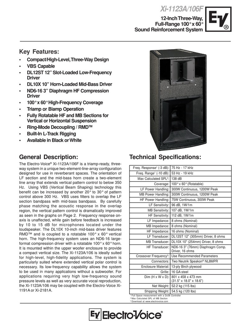Electro-Voice Sound Reinforcement System Xi-1123A/106F Technical specifications