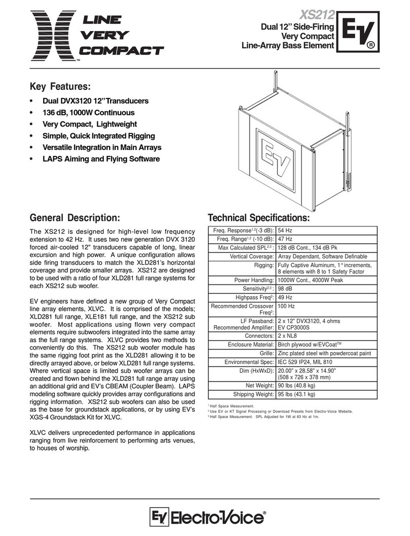 Electro-Voice XS212 Specification sheet