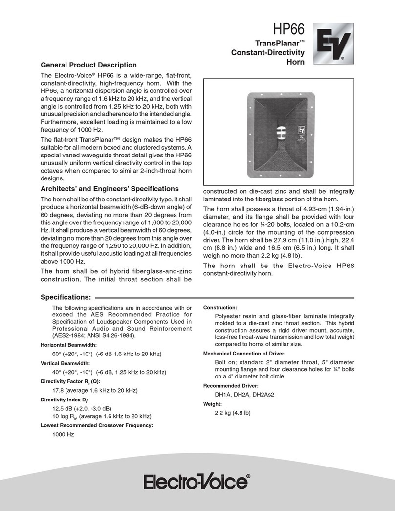 Electro-Voice Constant-Directivity Horn HP66 Specification sheet