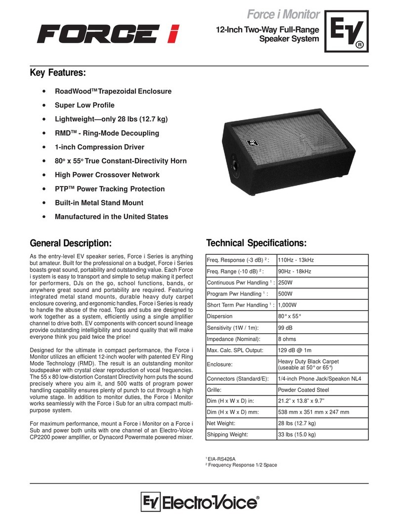 Electro-Voice 12-InchTwo-Way Full-Range Force i Monitor User manual Electro-Voice 12-InchTwo-Way Full-Range Force i Monitor User manual